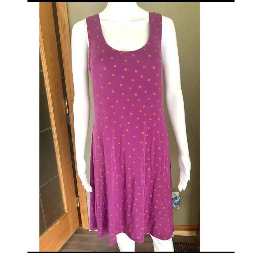 Gudrun Sjoden Tank Dress Pytte Sleeveless Lyocell Stretch Purple Polka Dot Sz M - Picture 3 of 12